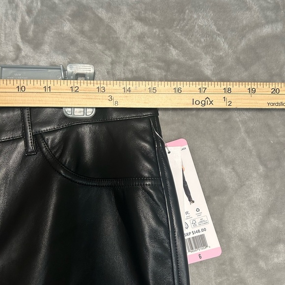 Joie Faux Leather Slim Leg Pants Black Women’s 6 Moto - Picture 7 of 9